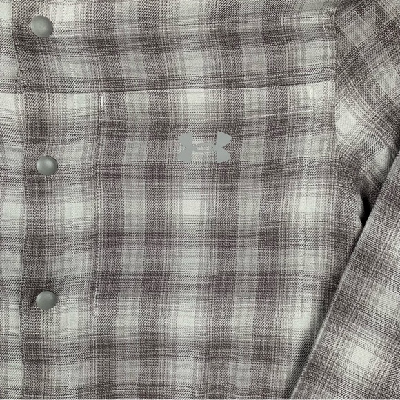 Under Armour Flannel Shirt Men's Small Tradesman Flex Gray Plaid Snap Vented - Picture 5 of 11
